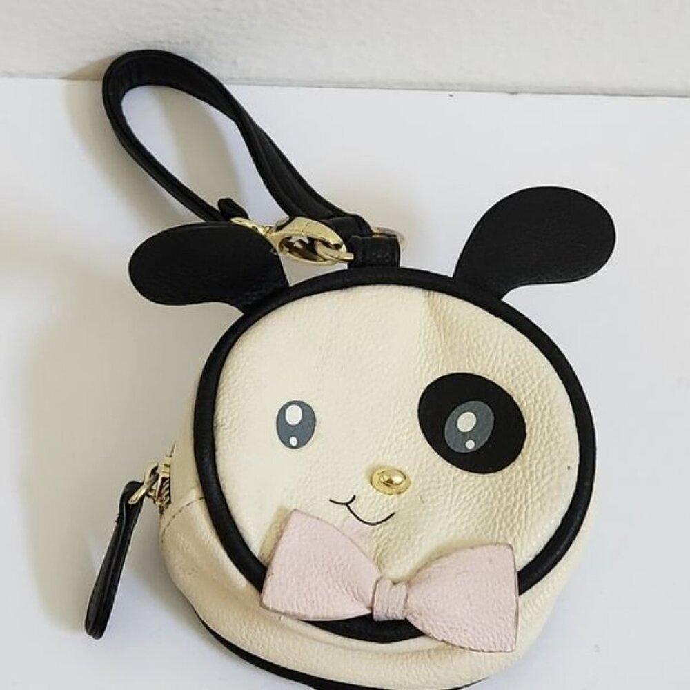 Betsey Johnson Coin Purse Wristlet/Wallet Black/White Puppy Face - Picture 3 of 8